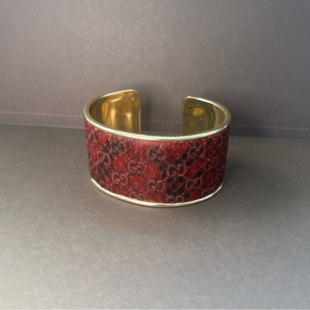 Gucci Red Python Micro Gg Upcycled Cuff - image 1
